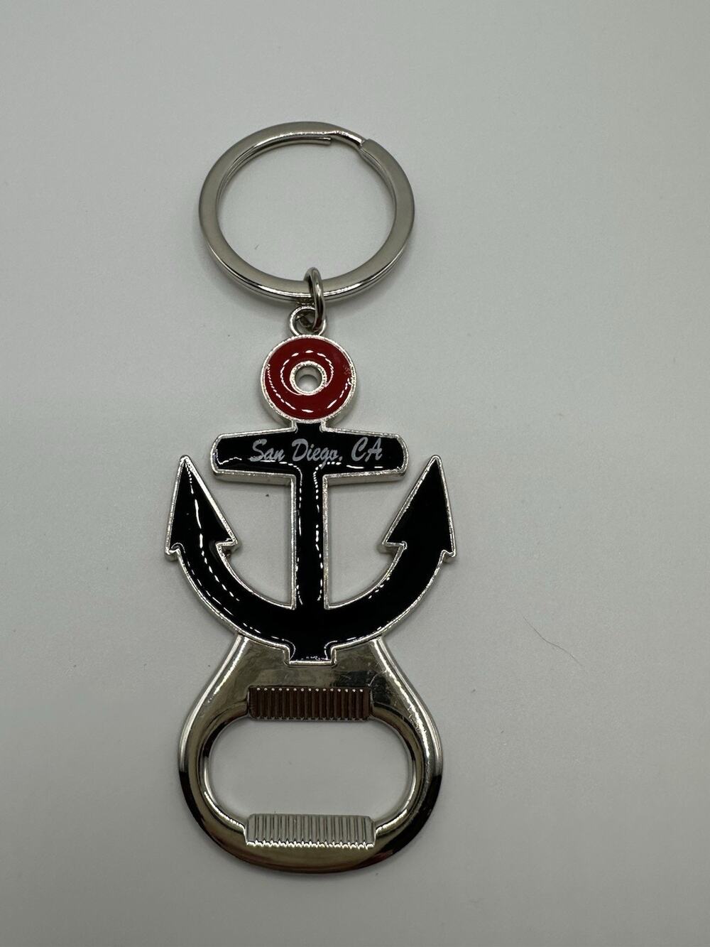 San Diego California Anchor Keychain With Bottle Cap Opener 4”L